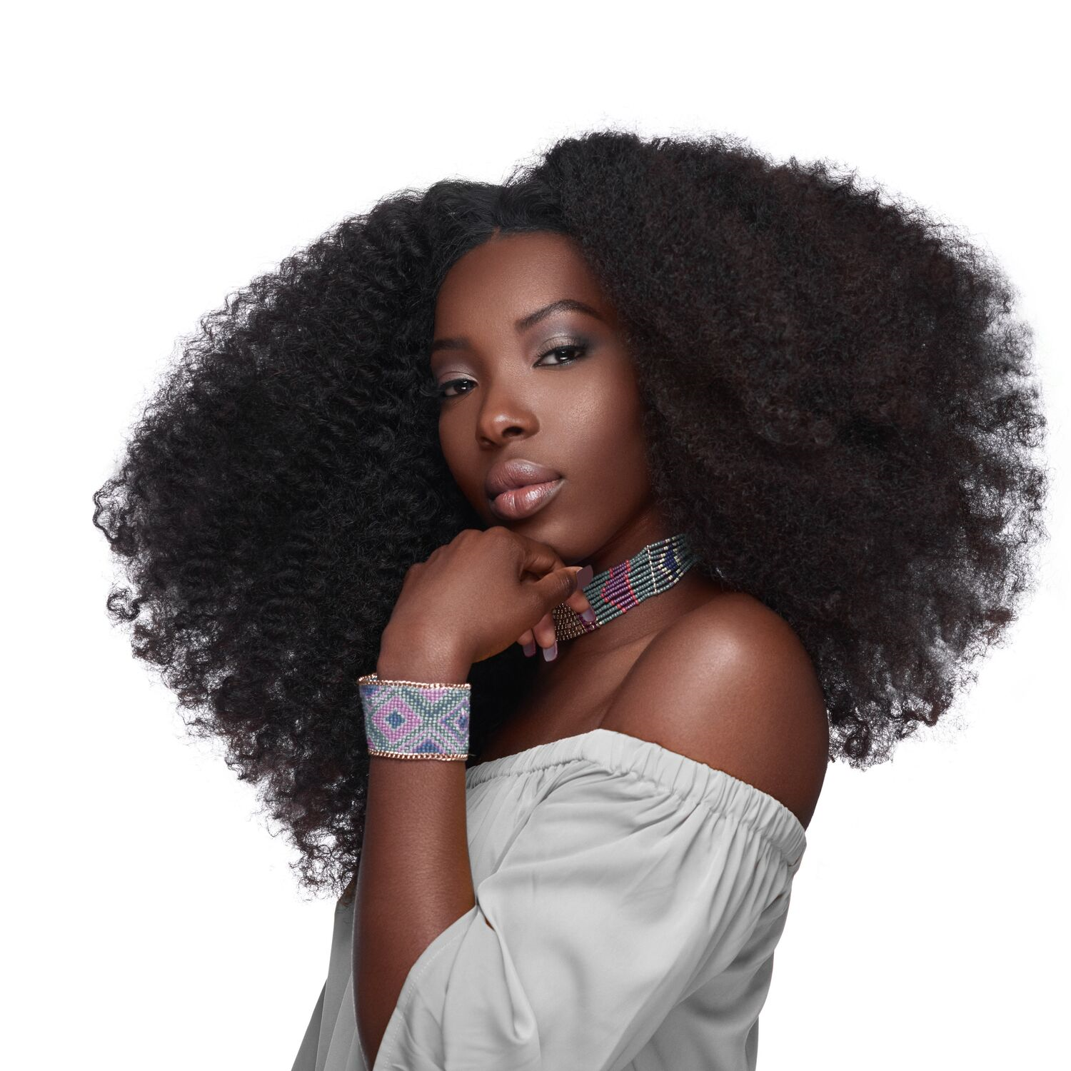True + Pure Texture Jasmine Coil Afro Kinky Curly Human Hair Clip Ins Extensions - 16"