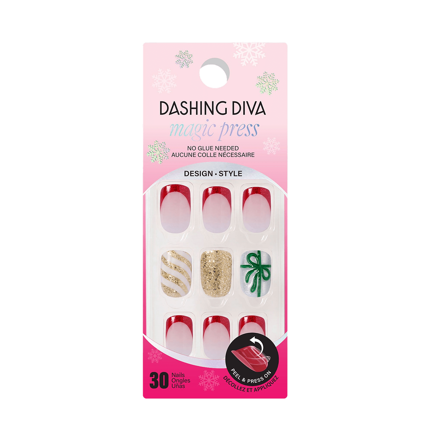 Dashing Diva Magic Press Holiday Press-On Nails Dolled Up Santa