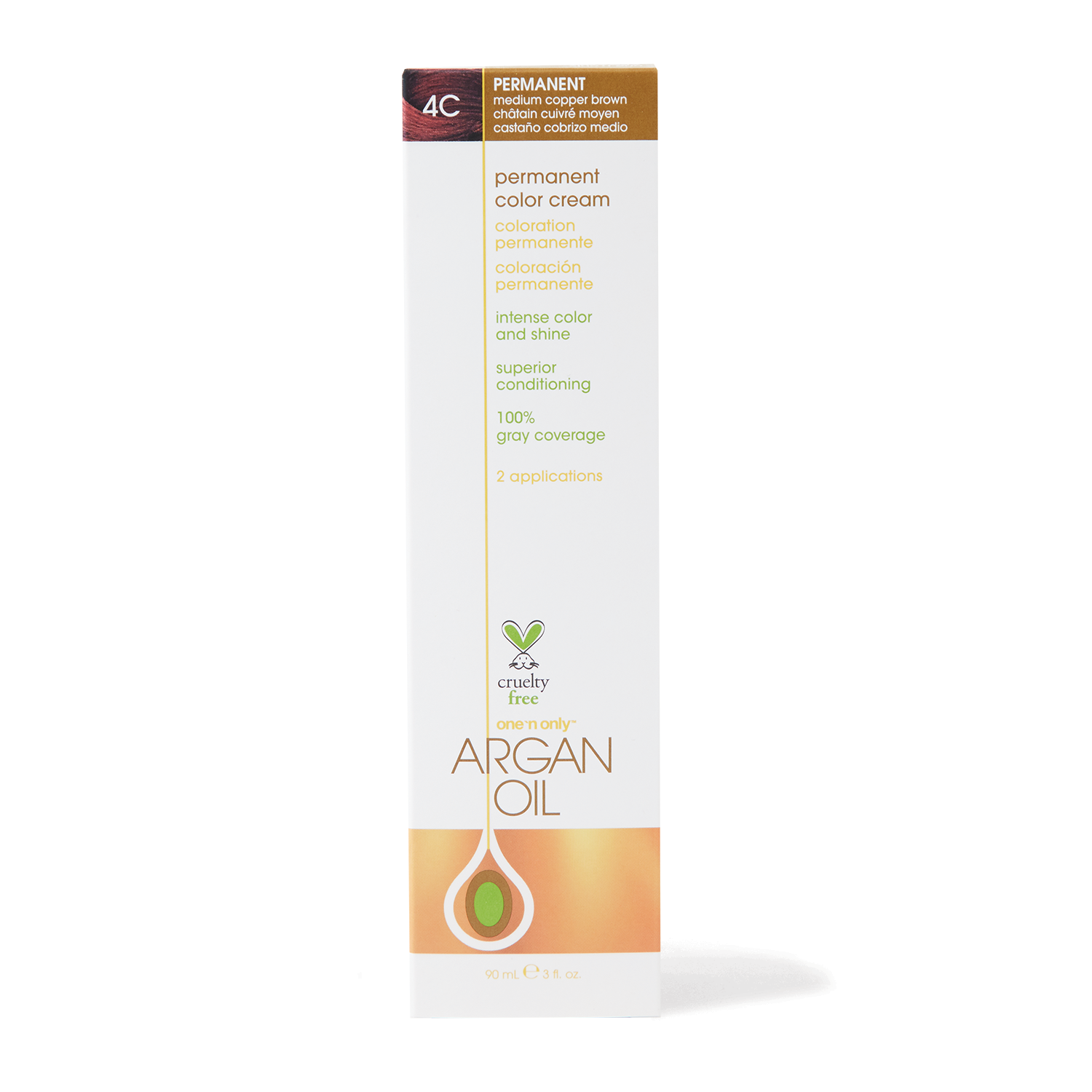 I0127850 3 oz Argan Oil Permanent Color Cream Hair Color - 4C Medium Copper Brown