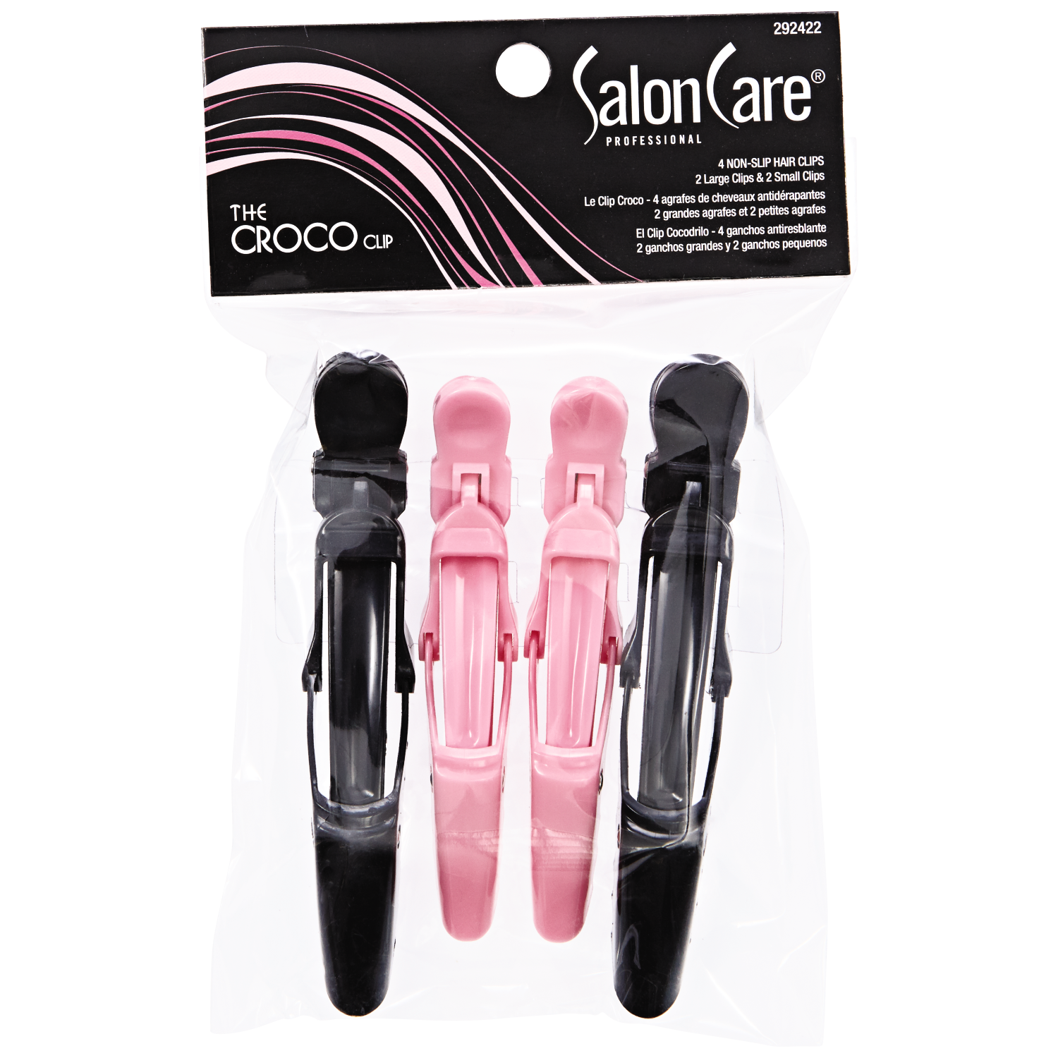 Salon Care Pink & Black Croco Clips